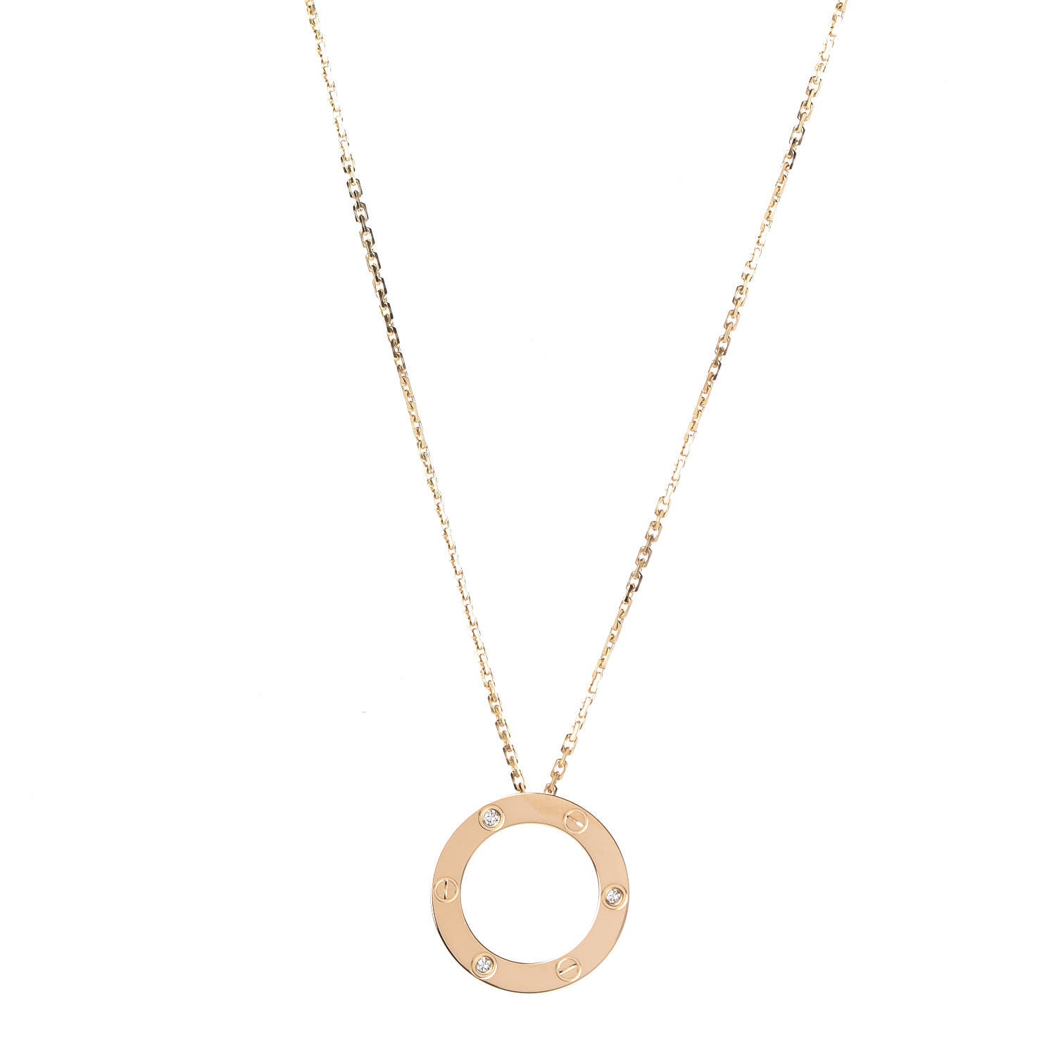 Cartier 18K Yellow Gold 3 Diamonds LOVE Pendant Necklace 1 of 6