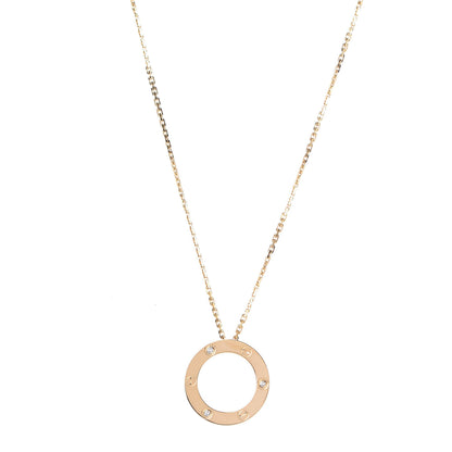 Cartier 18K Yellow Gold 3 Diamonds LOVE Pendant Necklace 1 of 6
