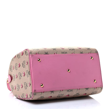 MCM Sweet Visetos Medium Boston Bag Beige Pink 3 of 6