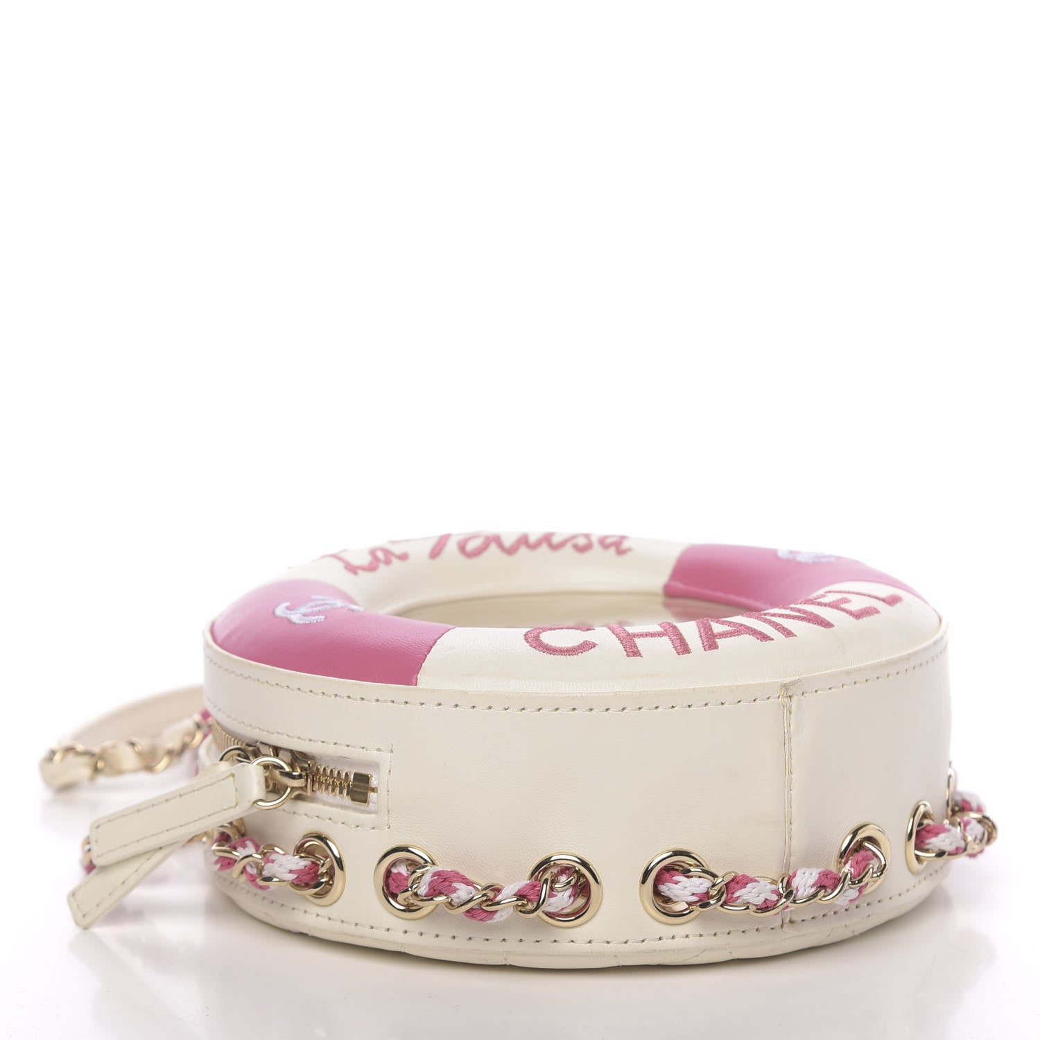Chanel Lambskin Coco Lifesaver Round Bag Pink White 4 of 13
