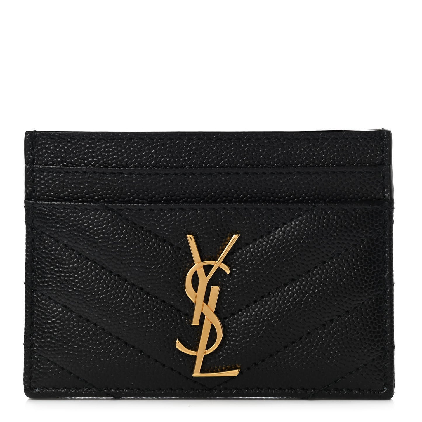 Grain De Poudre Matelasse Chevron Monogram Credit Card Case Black