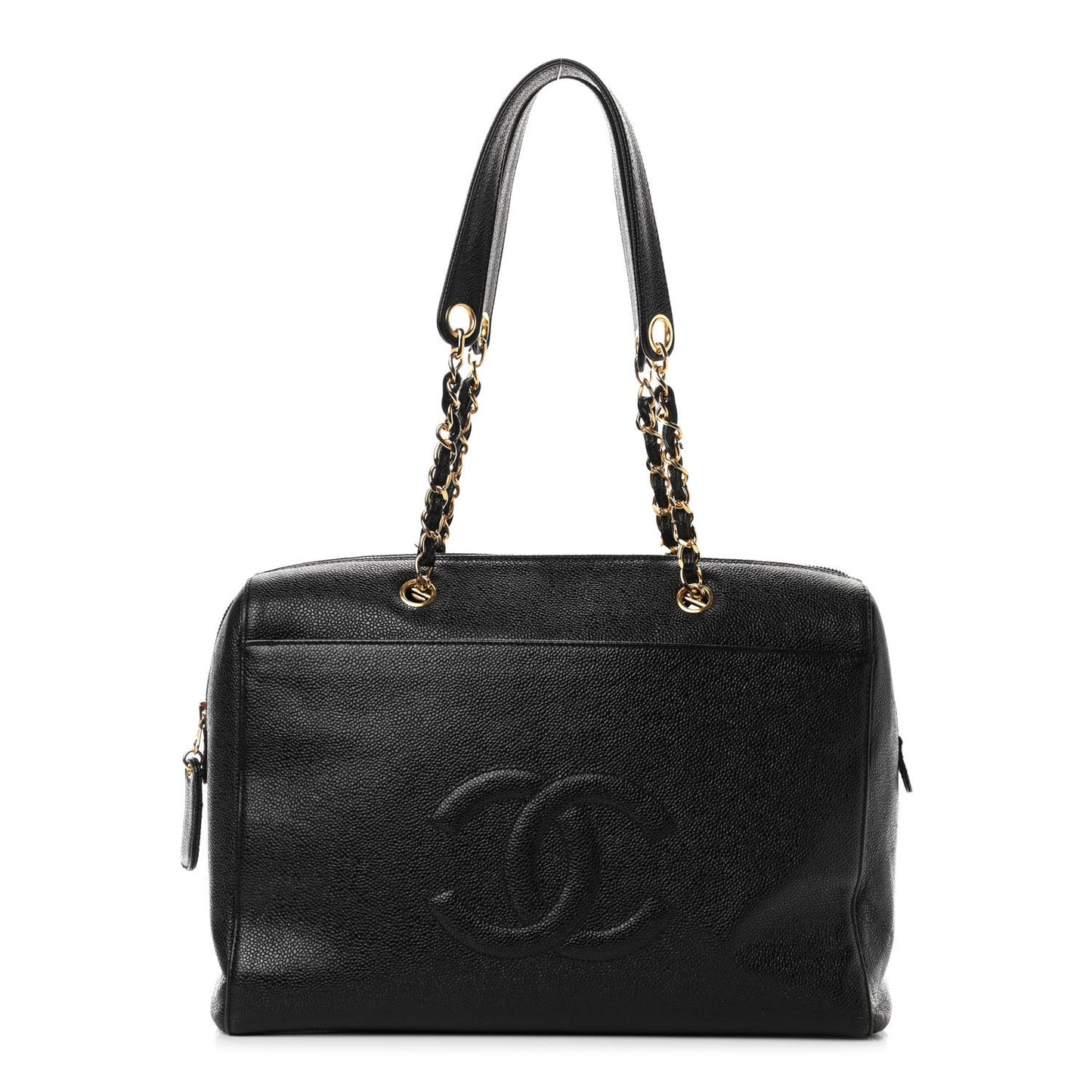 Caviar Large CC Shoulder Bag Black