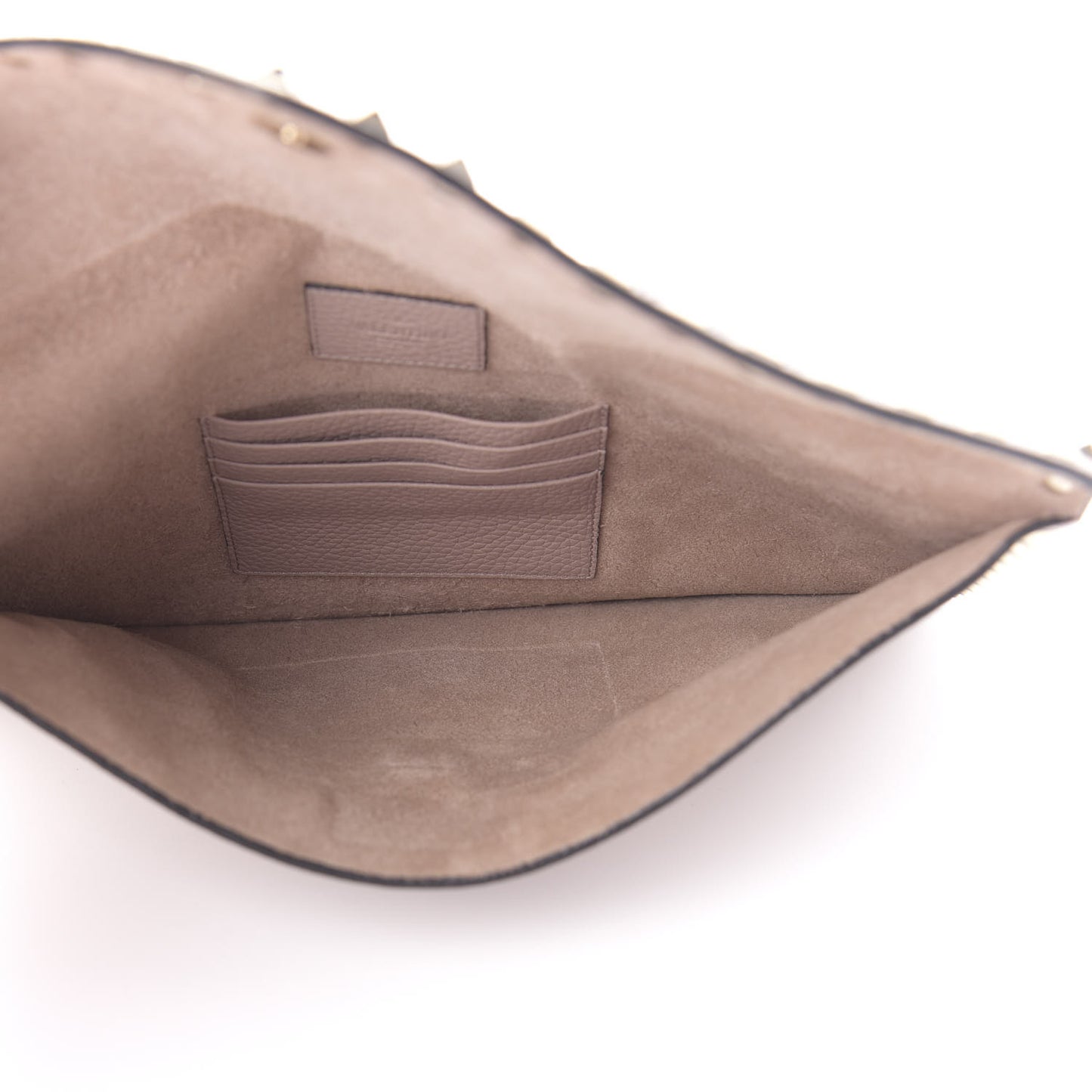 Pebbled Calfskin Rockstud Envelope Clutch Poudre