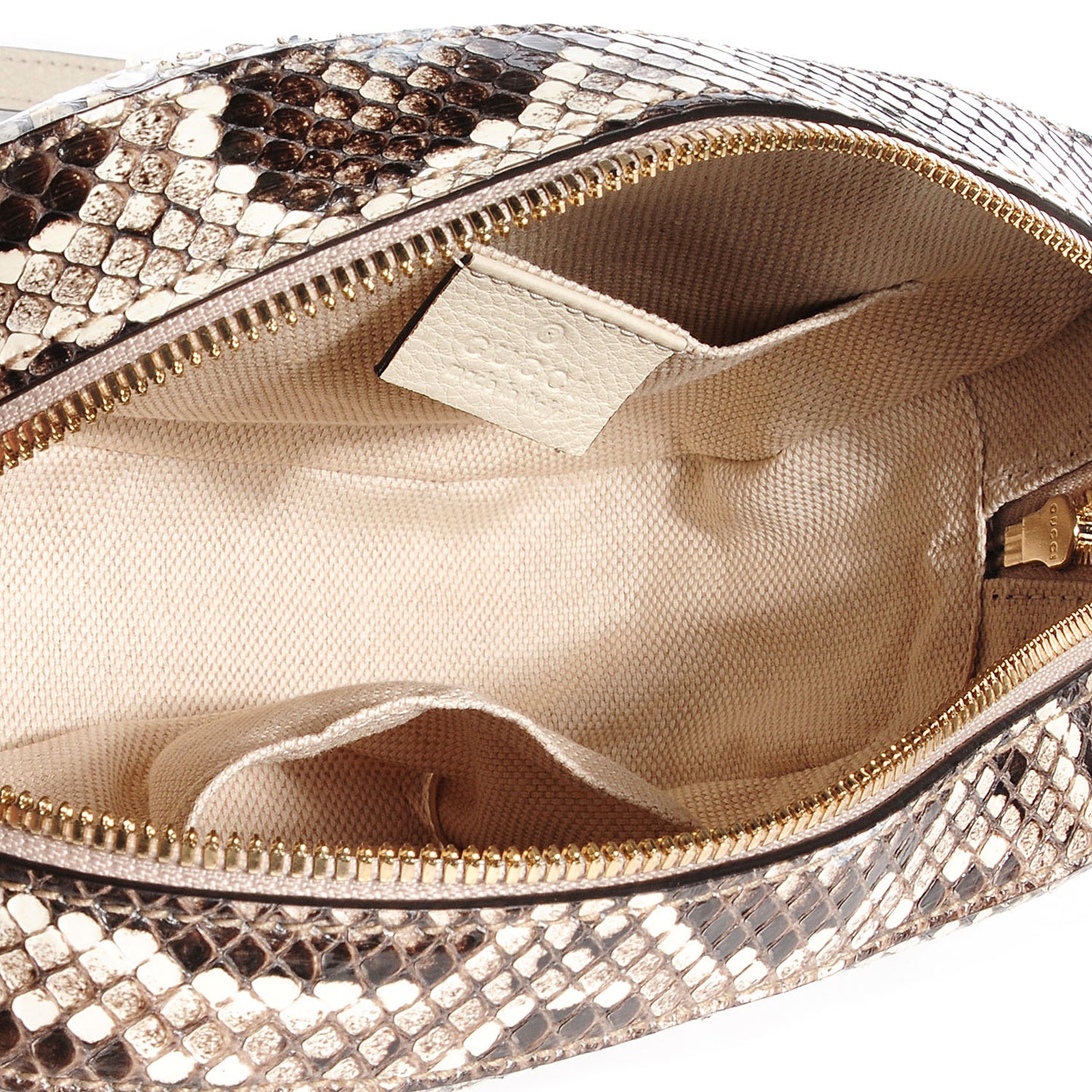 Python Small Soho Disco Bag Off White Nut Brown Beige
