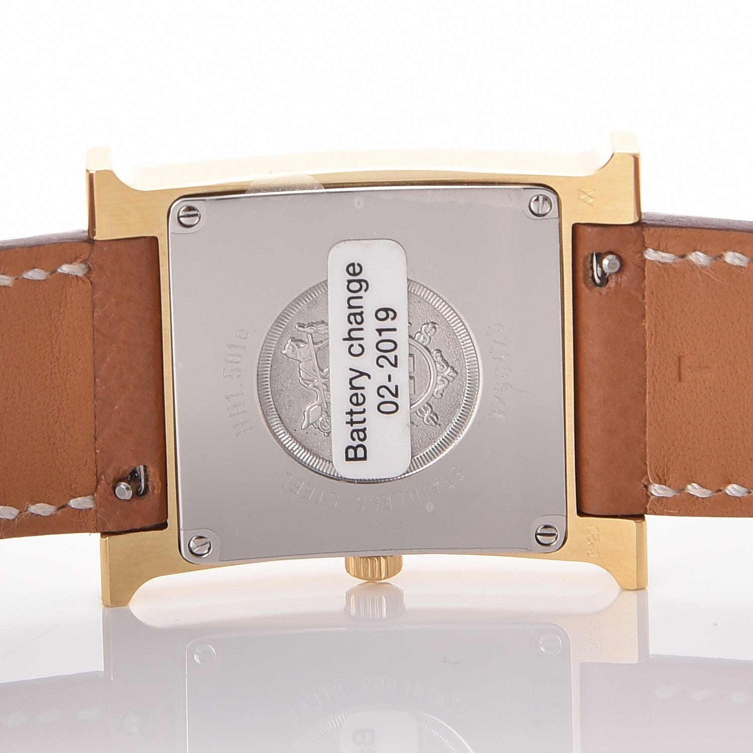 Hermes Stainless Steel Epsom 26mm Heure H Hour Quartz Watch Gold 8 of 9