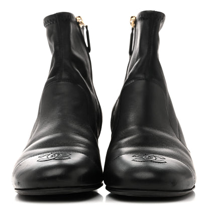 Chanel Stretch Lambskin Cap Toe CC Short Boots 38.5 Black 3 of 9