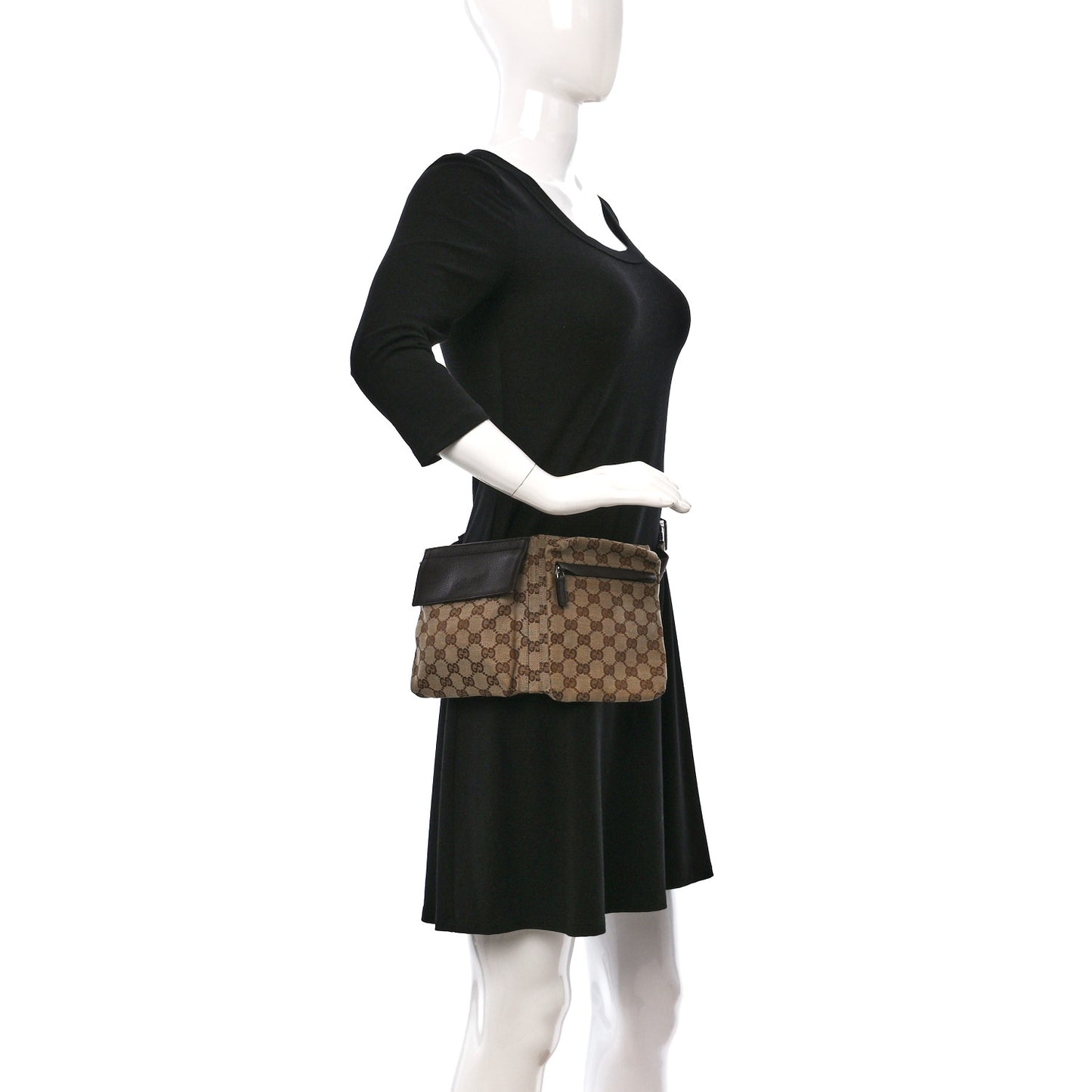 Monogram Web Belt Bag Dark Brown