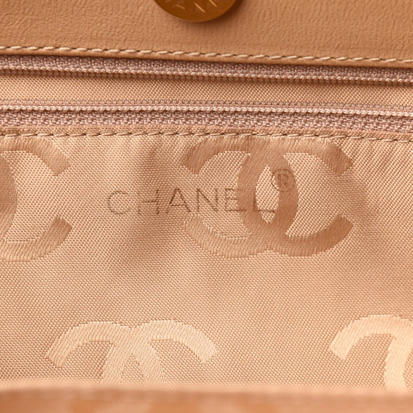 Lambskin Double Stitch Quilted Tote Beige