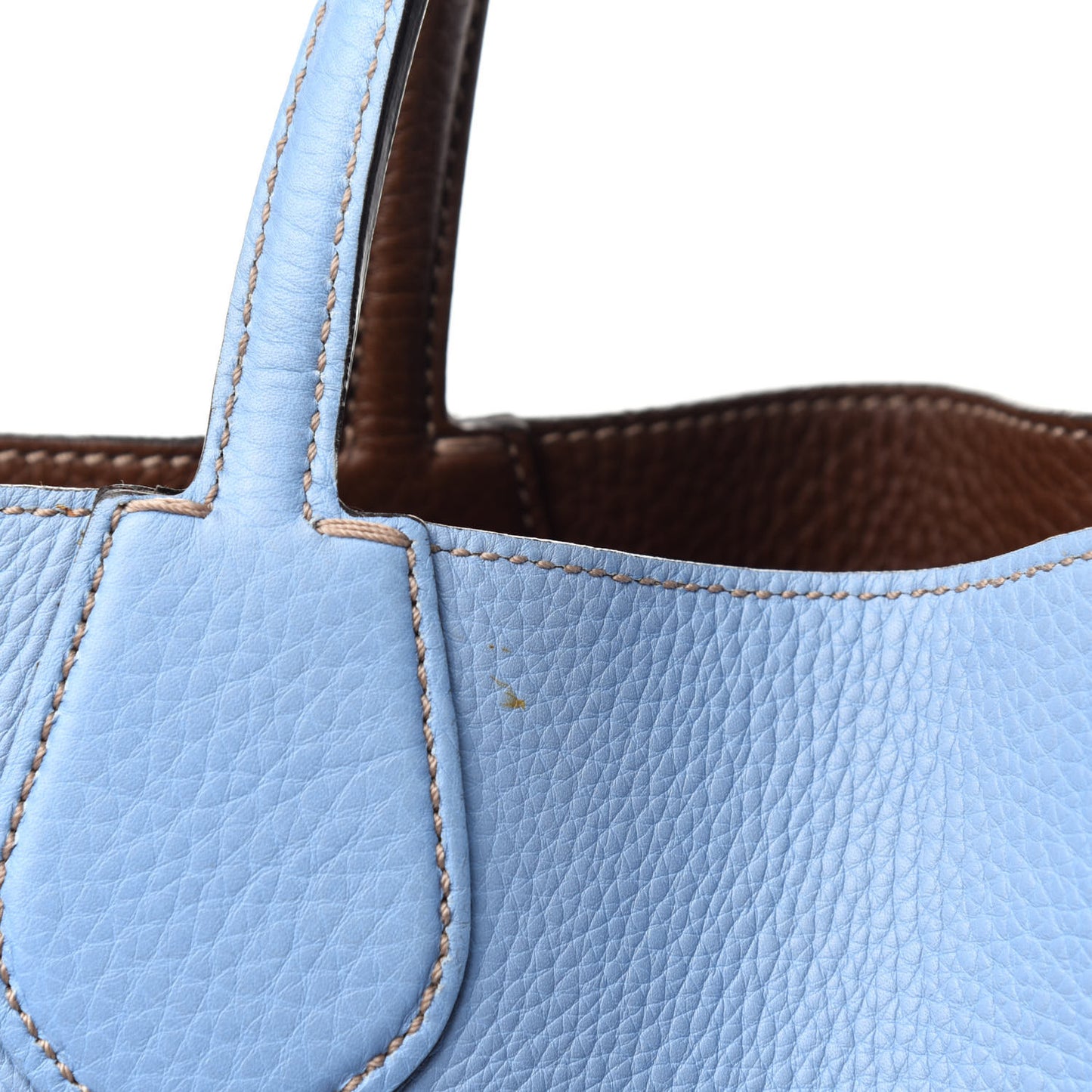 Cellarius Calfskin Bi-Color Medium Ramble Reversible Tote Nut Brown Mineral Blue