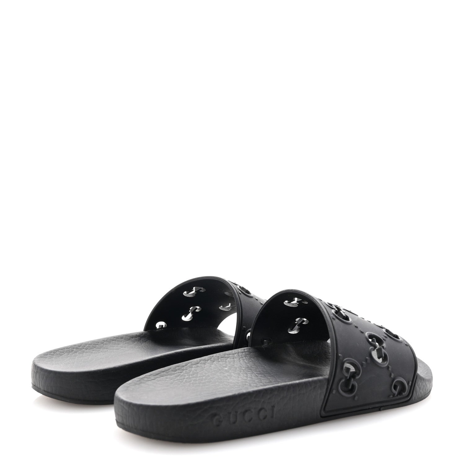 Gucci Rubber GG Monogram Perforated Womens Slide Sandals 35 Black 5 of 8