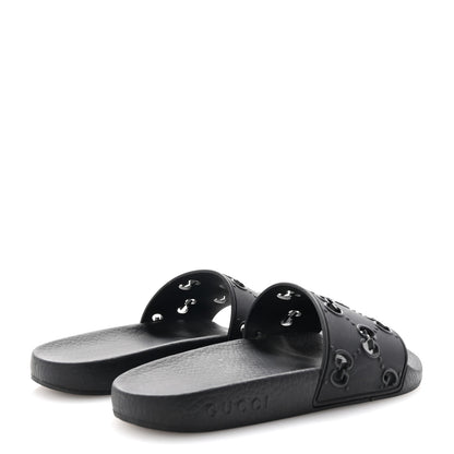 Gucci Rubber GG Monogram Perforated Womens Slide Sandals 35 Black 5 of 8