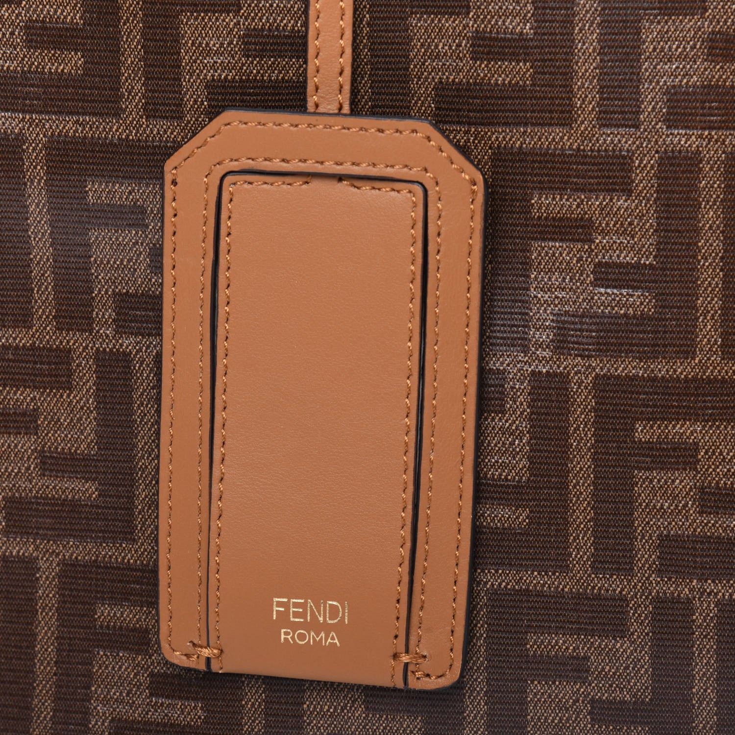 Fendi Glazed Fabric Vitello Century FF 1974 Stamp Patch Medium Peekaboo Defender Cover Mogano Panna Caramello 15 of 16