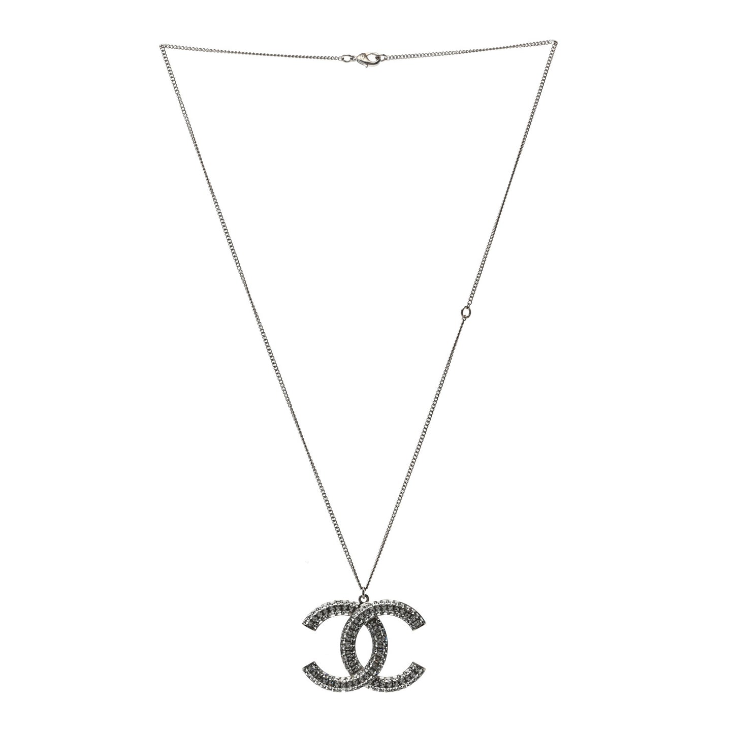 Crystal CC Pendant Necklace Silver