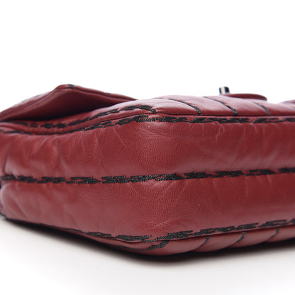 Chanel Lambskin Vertical Stitch Mini Rectangular Flap Rouge Fonce 8 of 11