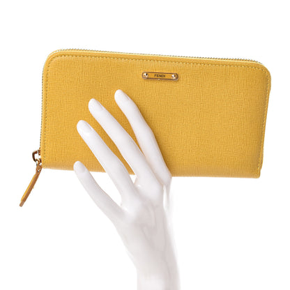 Fendi Vitello Elite Zip Around Wallet Yellow 2 of 9