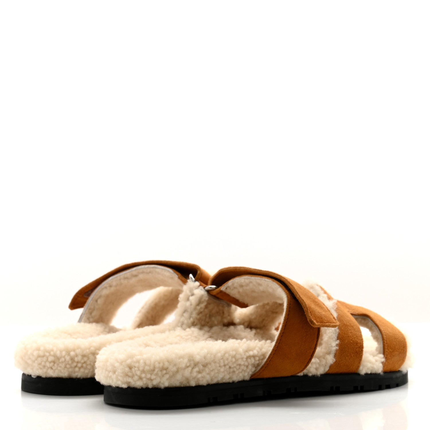 Hermes Suede Goatskin Woolskin Womens Chypre Sandals 37 Nude 4 of 7