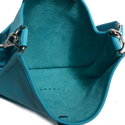 Hermes Taurillon Clemence Evelyne III PM Turquoise 7 of 7