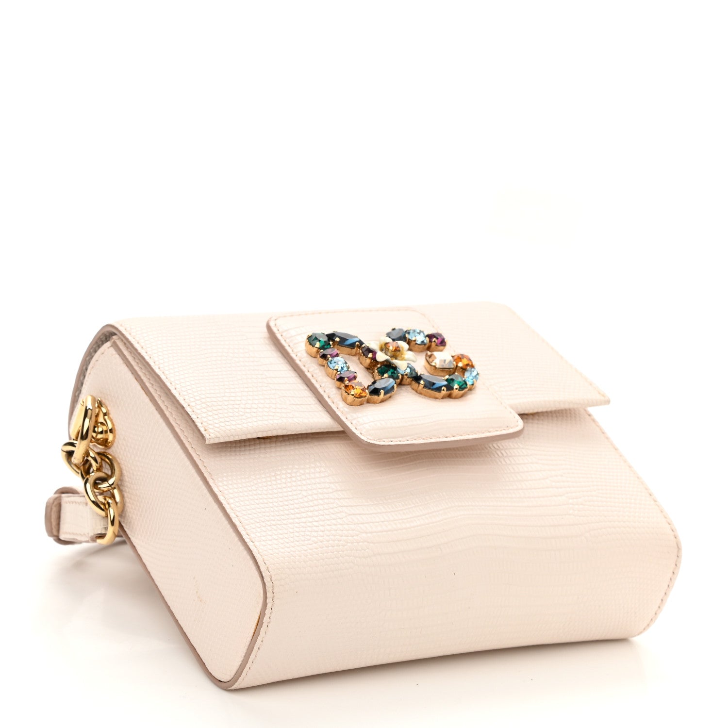 Dolce & Gabbana Lizard Embossed Crystal Embellished DG Millennials