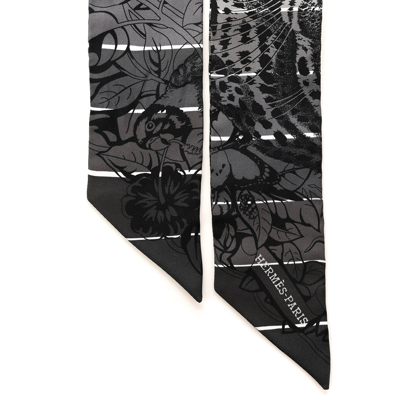 Silk Jungle Love Rainbow Twilly Gris Black White