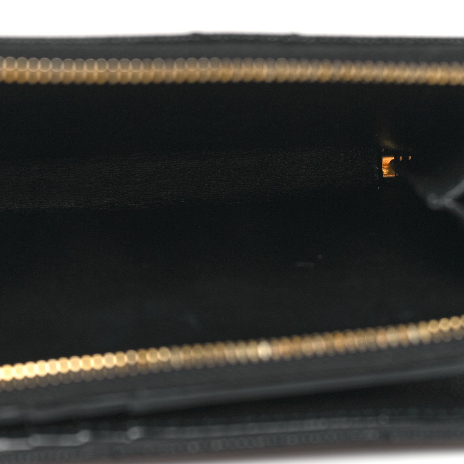 Saint Laurent Grain De Poudre Matelasse Chevron Monogram Compact Zip Around Wallet Black 6 of 8