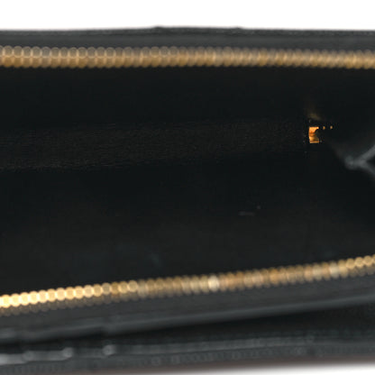 Saint Laurent Grain De Poudre Matelasse Chevron Monogram Compact Zip Around Wallet Black 6 of 8