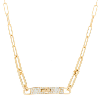 Hermes 18K Yellow Gold Diamond Pave Kelly Chaine Choker Necklace 1 of 6