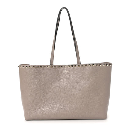 Valentino Garavani Grained Calfskin Small Rockstud Shoulder Tote Poudre 1 of 9