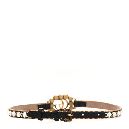 Gucci Calfskin Crystal Embellished Double G Choker Necklace Black 3 of 5
