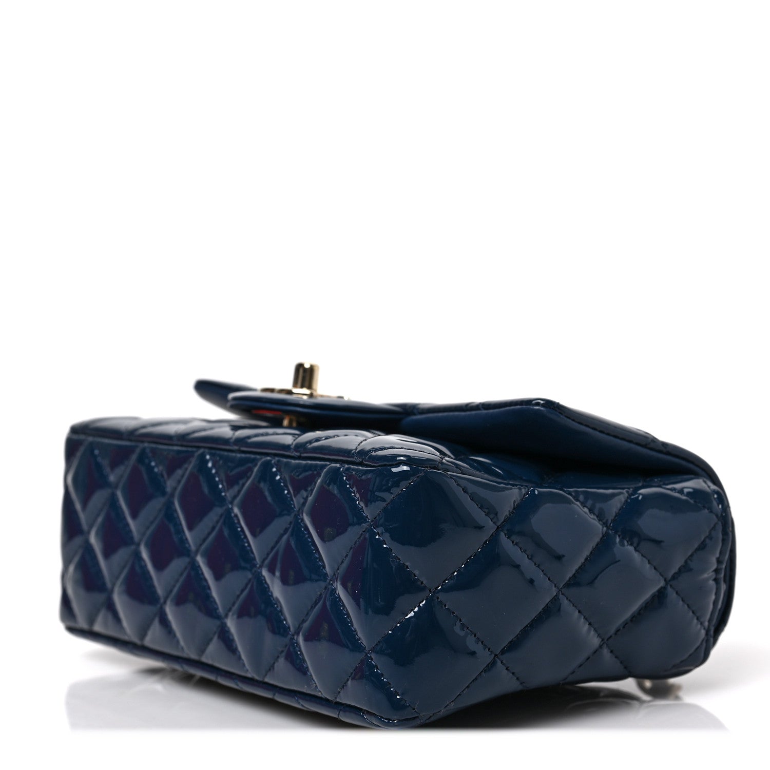 Chanel Patent Calfskin Quilted Mini Rectangular Flap Navy Blue 9 of 9