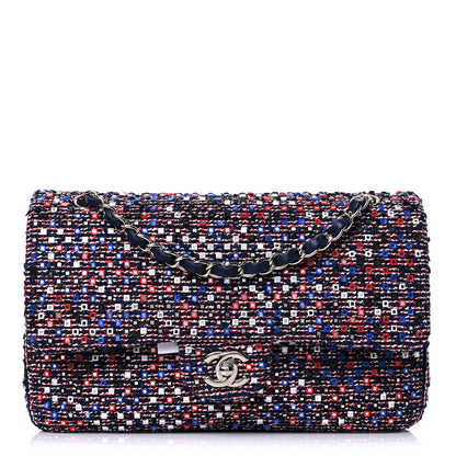 Chanel Sequin Tweed Medium Double Flap Red White Blue 1 of 10