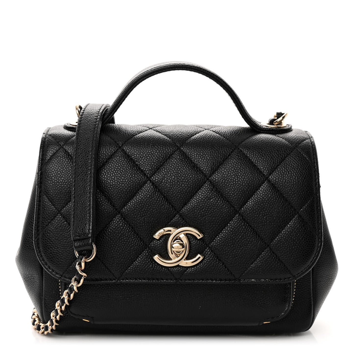 Caviar Quilted Small Business Affinity Flap Black