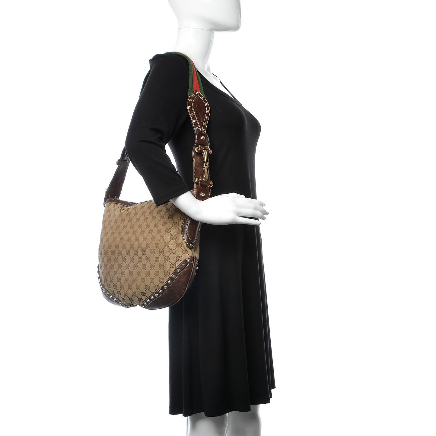 Monogram Pelham Studded Shoulder Bag Brown