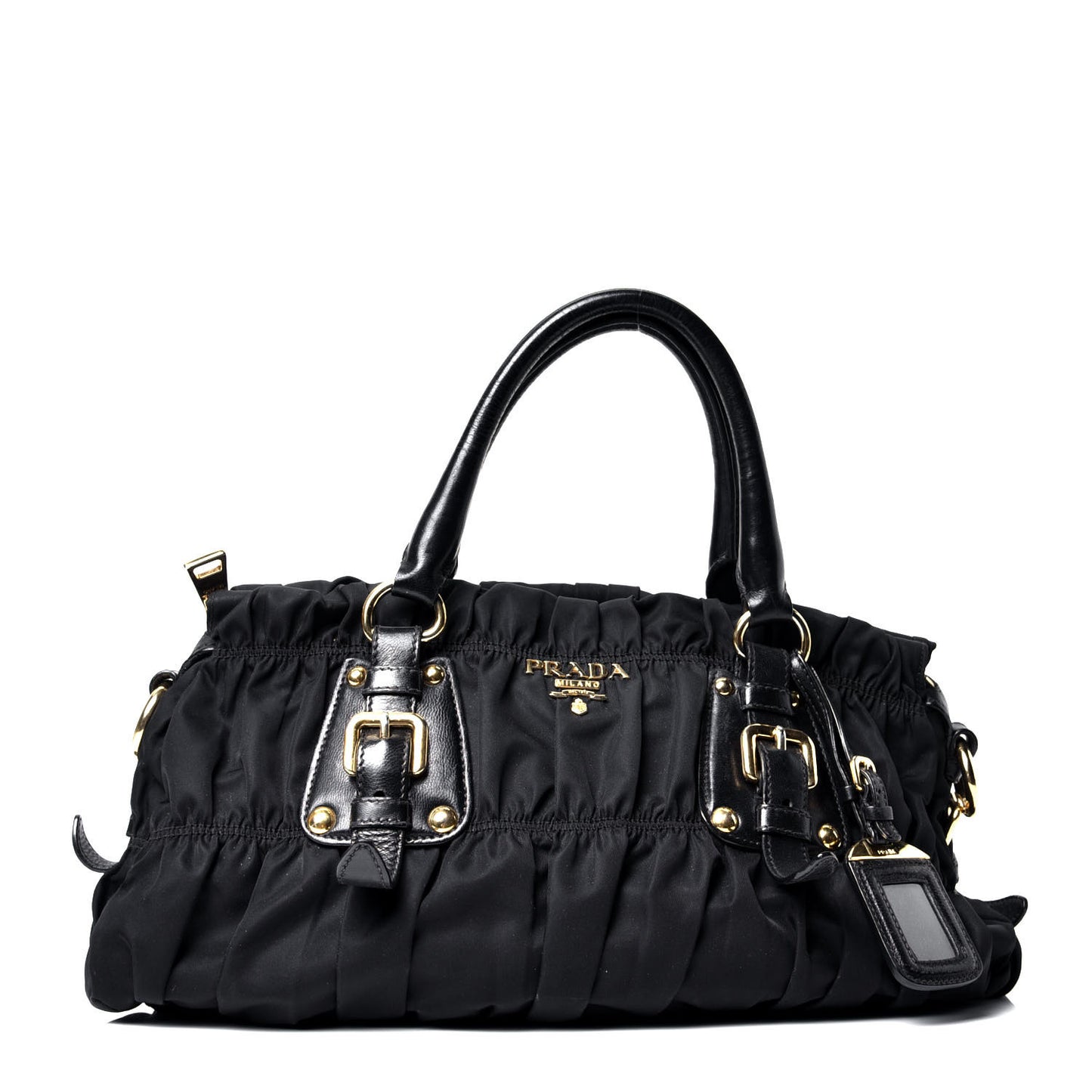 Tessuto Nylon Gaufre Shopping Satchel Black