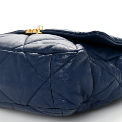 Chanel Goatskin Quilted Large Chanel 19 Flap Dark Blue 10 of 15