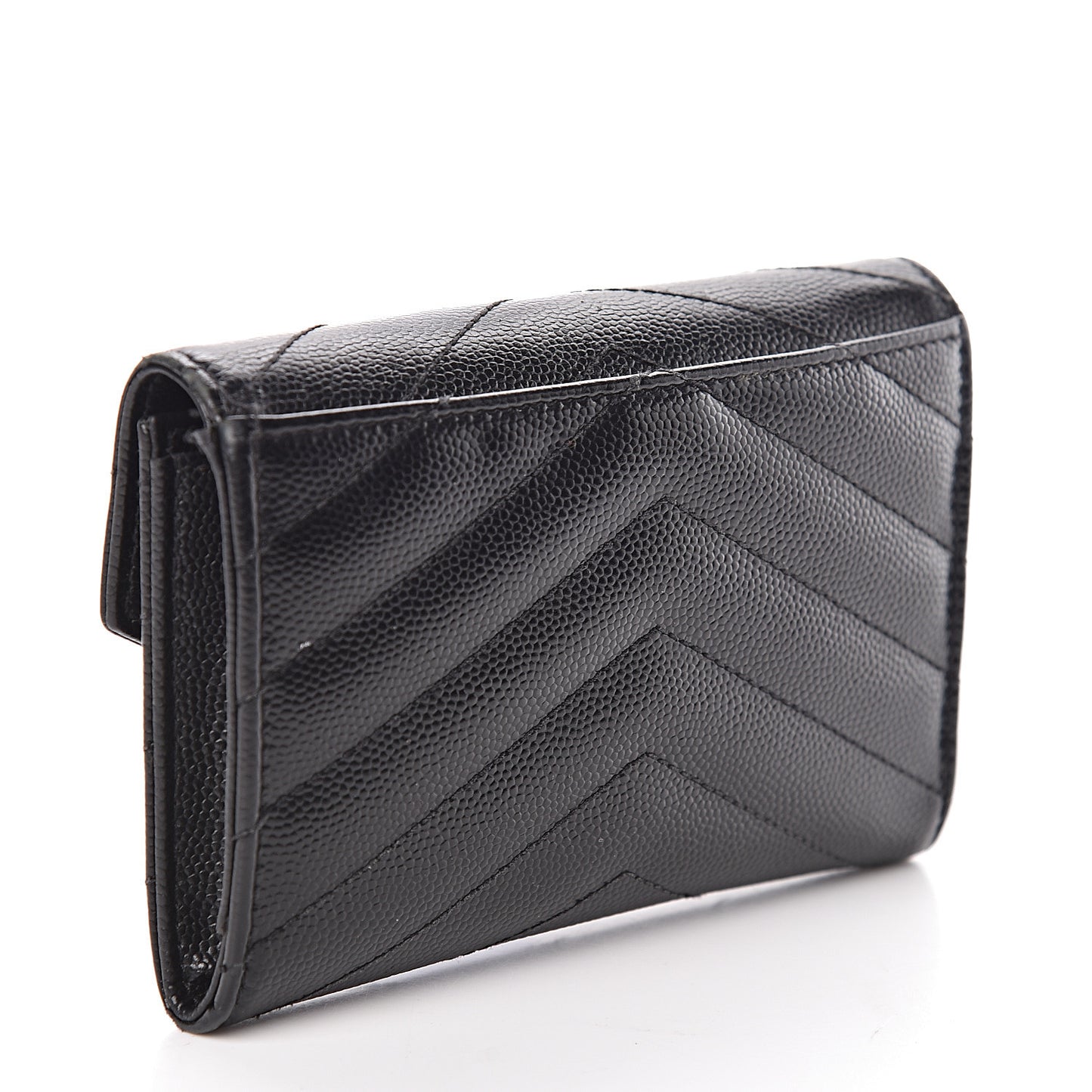 Grain De Poudre Matelasse Chevron Small Monogram Envelope Wallet Black