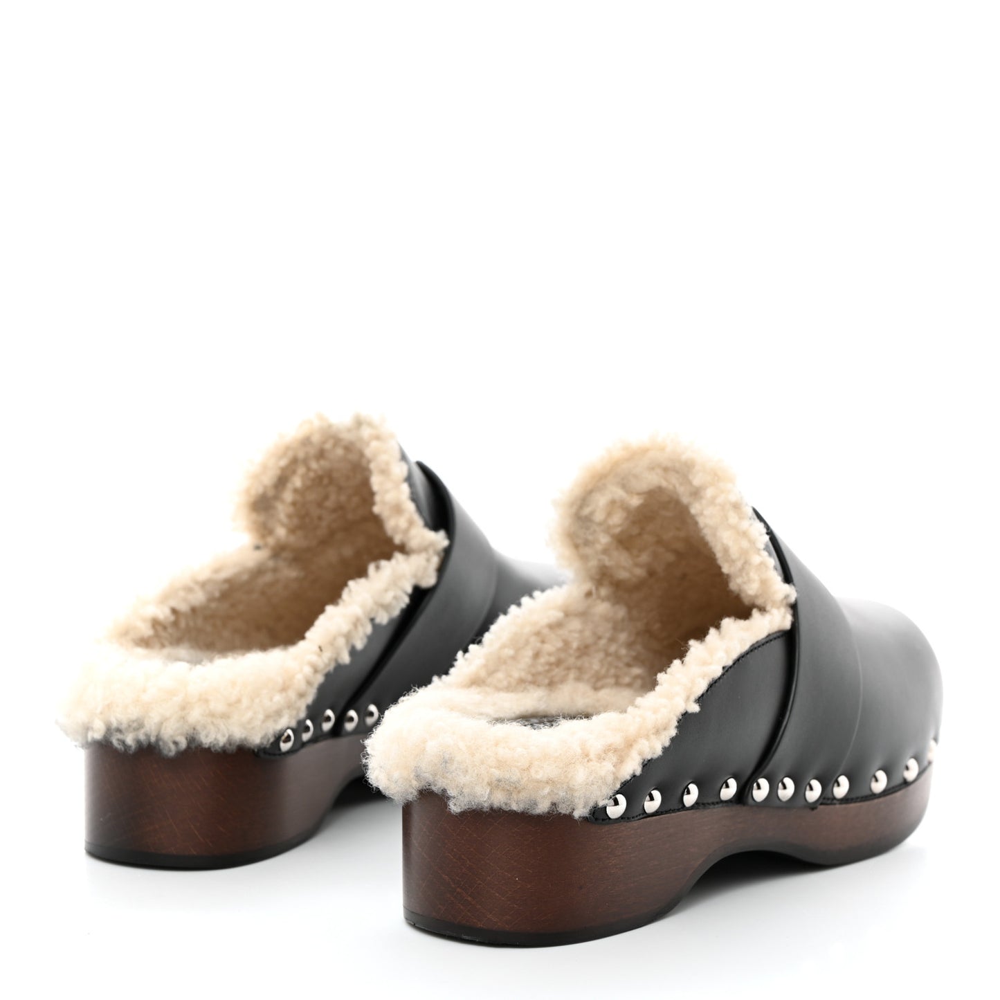Calfskin Wool Calya Mules 35 Black