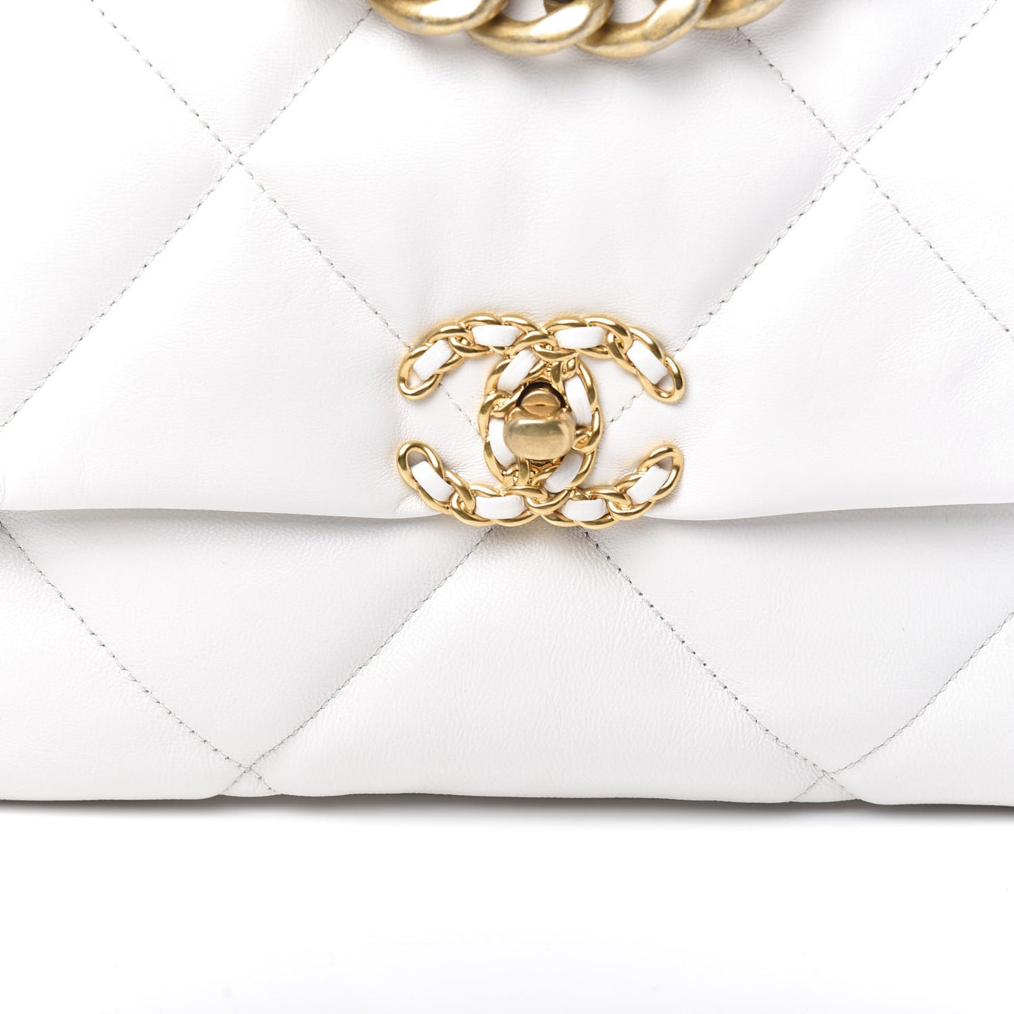 Goatskin Quilted Large 19 Flap White