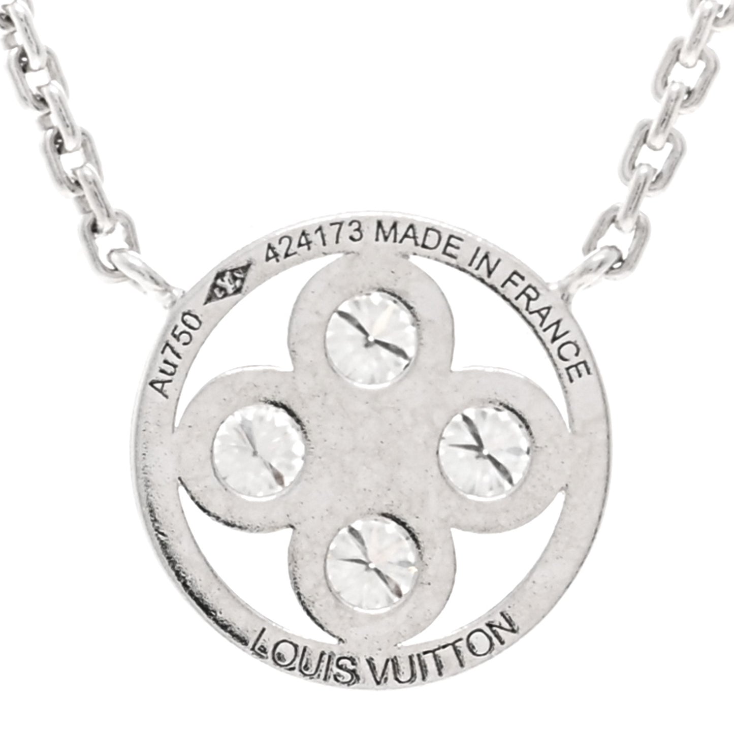 18K White Gold Diamond Blossom BB Pendant Necklace