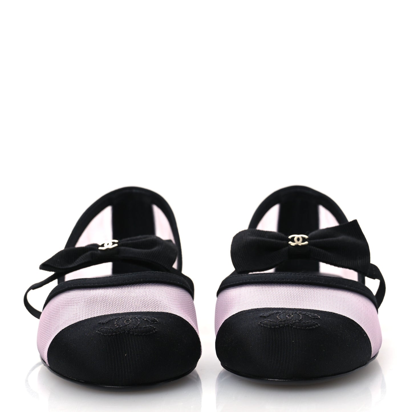 Mesh Grosgrain Mary Janes Flats 36.5 Light Pink Black