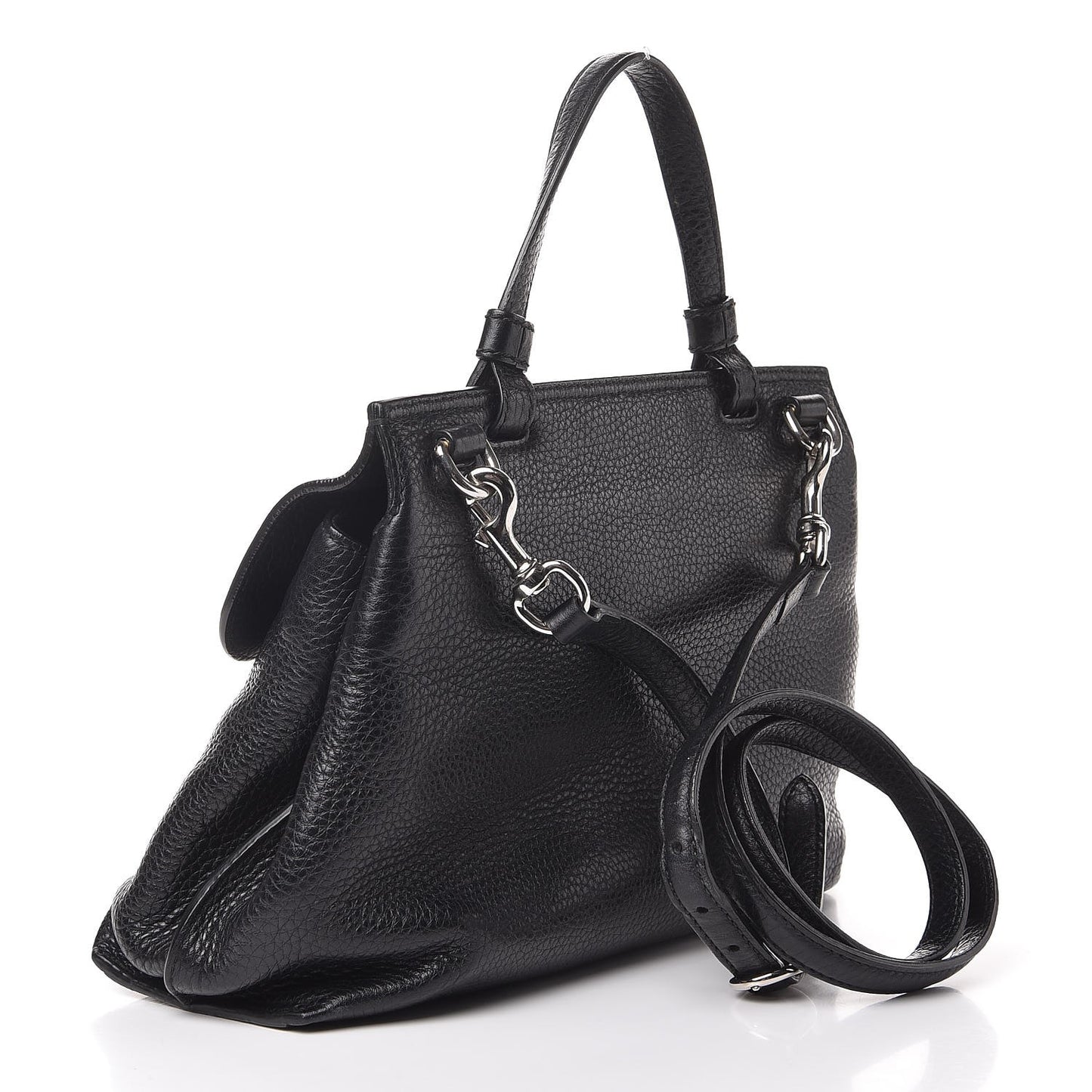 Cellarius Calfskin Small Bamboo Daily Top Handle Bag Black