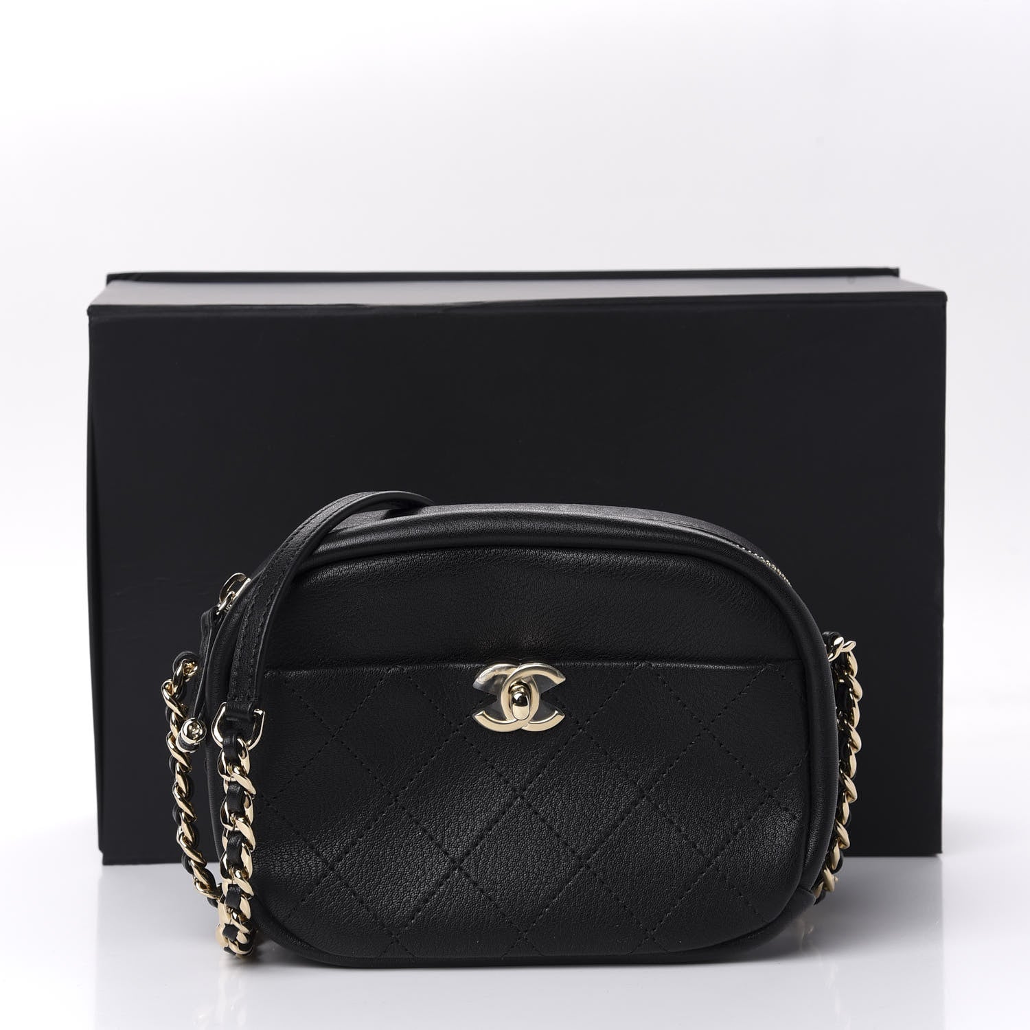 Chanel Goatskin Quilted Small Casual Trip Camera Case Black 11 of 11