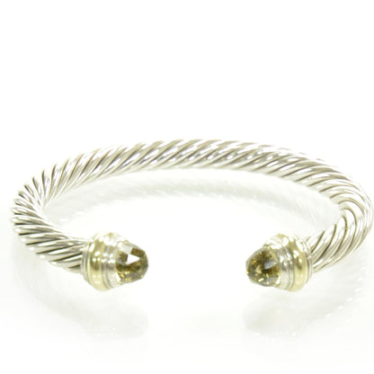 David Yurman Sterling Silver and 18k Gold Citrine Cable Bracelet 4 of 6