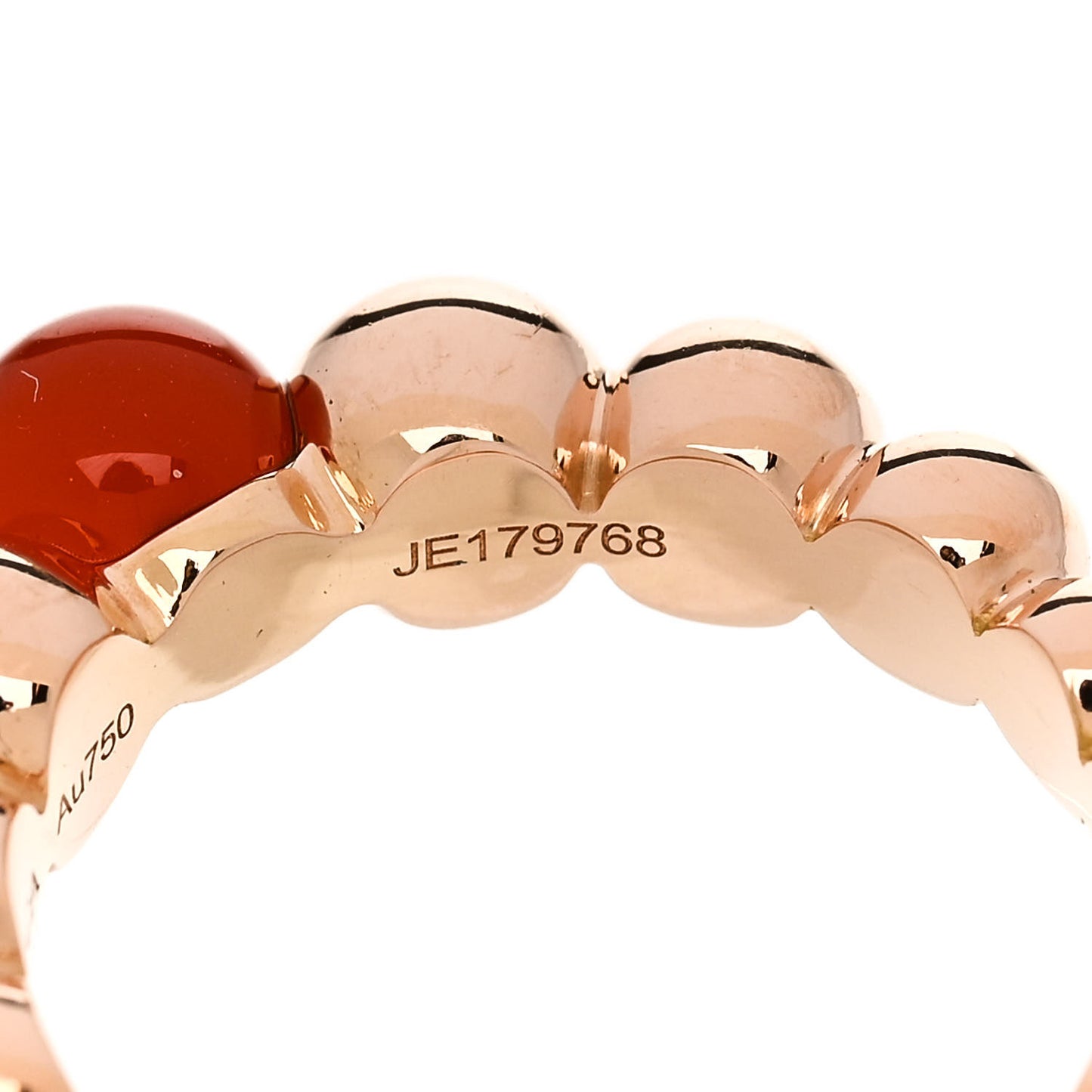 18K Rose Gold Carnelian Perlee Couleurs Variation Ring 50 5.25