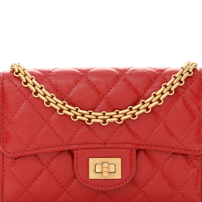 Chanel Aged Calfskin Quilted 2.55 Reissue Wallet On Chain WOC Red 9 of 11