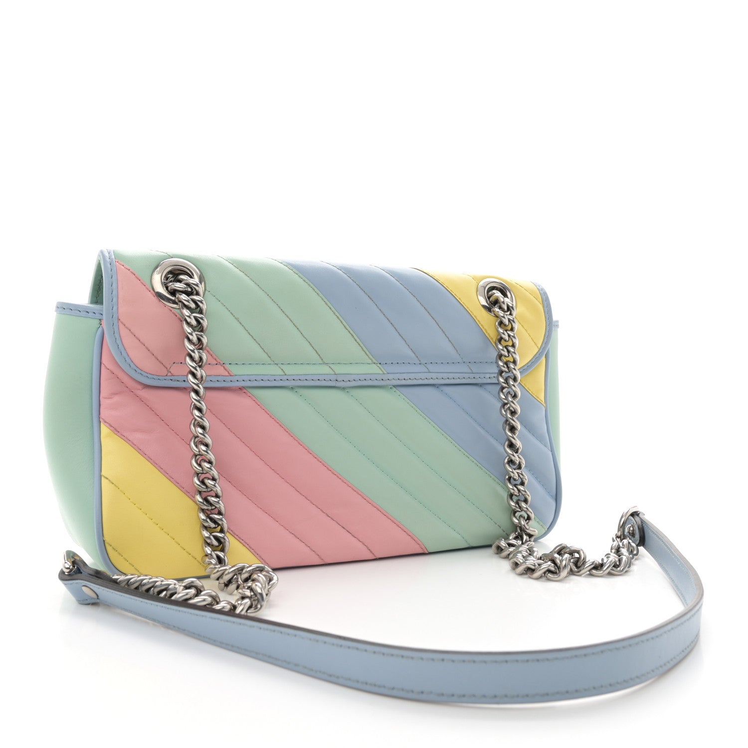 Gucci Calfskin Matelasse Diagonal Small GG Marmont Shoulder Bag Multicolor Pastel 3 of 16