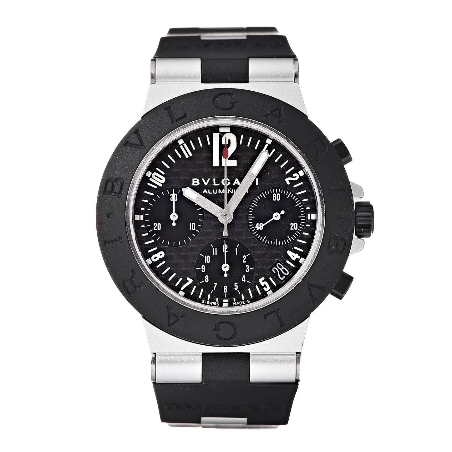 Aluminum Rubber 38mm Diagono Chronograph Automatic Watch Black