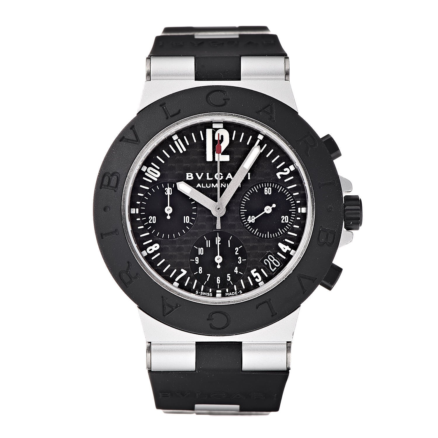 Bulgari Aluminum Rubber 38mm Diagono Chronograph Automatic Watch Black 1 of 6