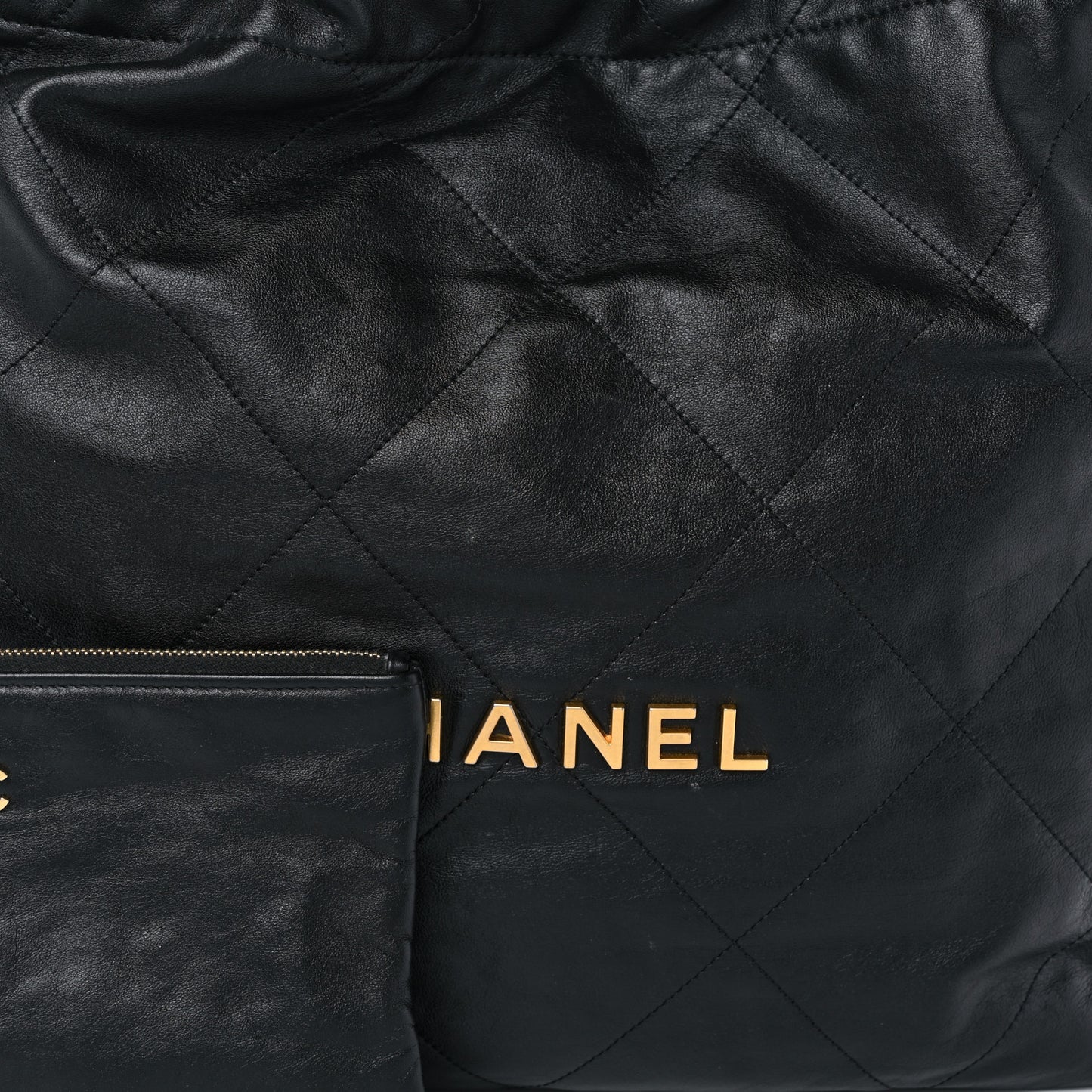 Shiny Calfskin Quilted Chanel 22 Black