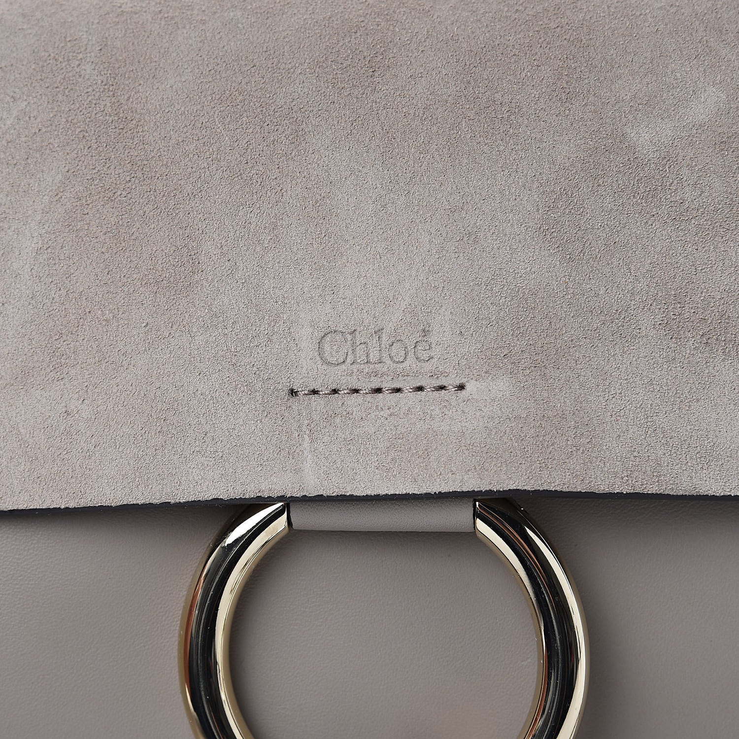Chloe Suede Calfskin Small Faye Shoulder Bag Motty Grey 9 of 9