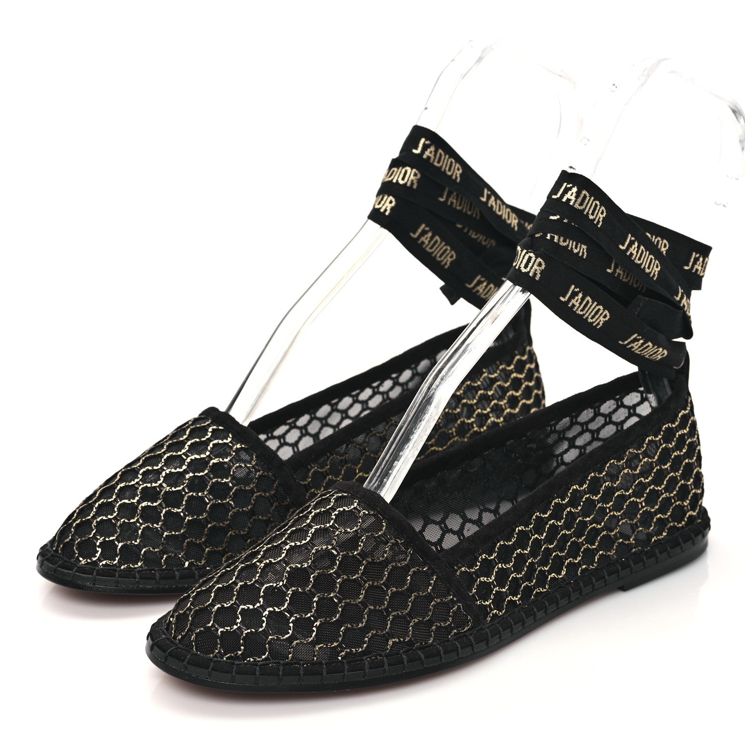 Christian Dior Laminated Resille Suede Nicely-D Ballet Flat 36 Black Gold 3 of 8